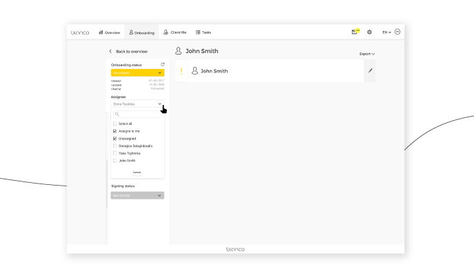 Easily search and select assignees