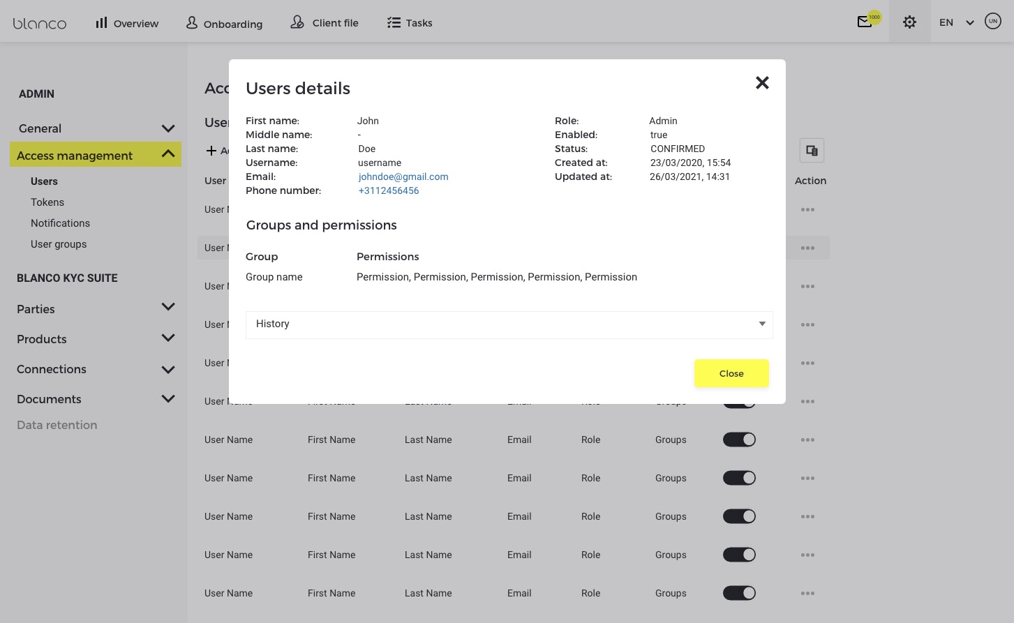 Introduction of allocation and audit trail of user rights 1