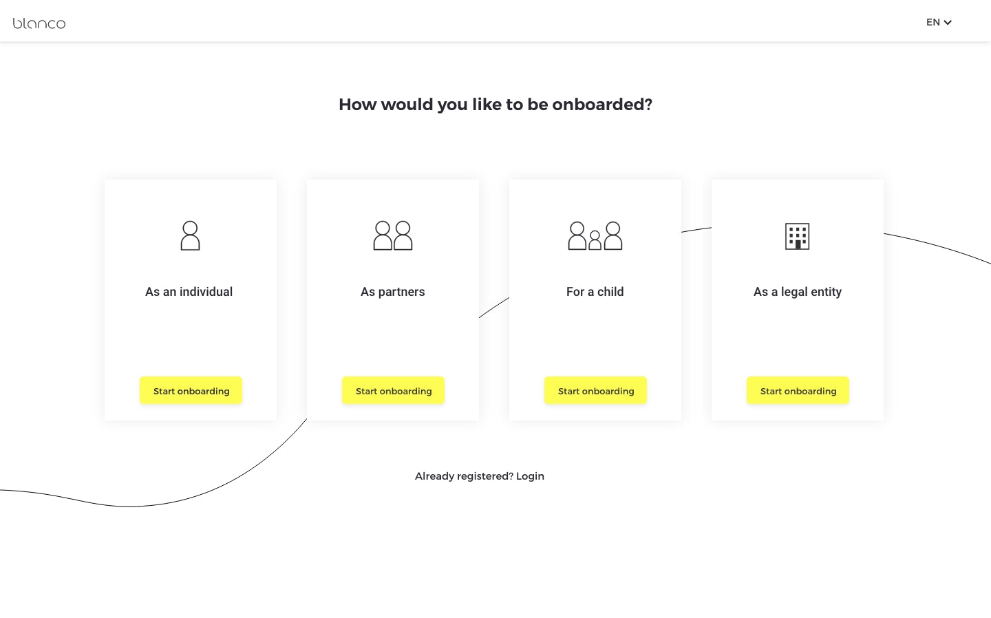New customer landing page