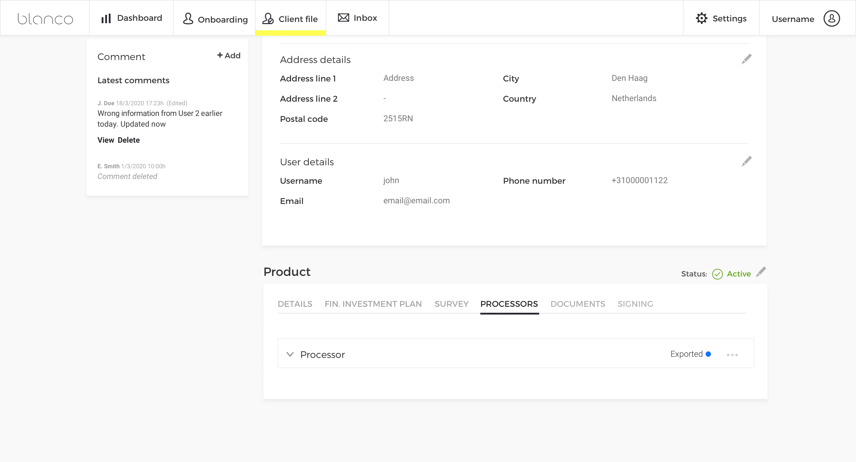 Processor specific information now also available in Client File
