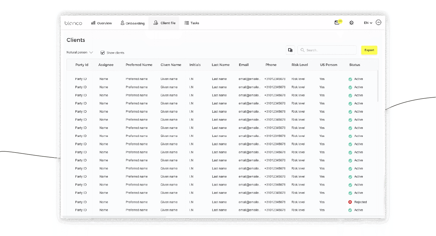 Rejected status in client file