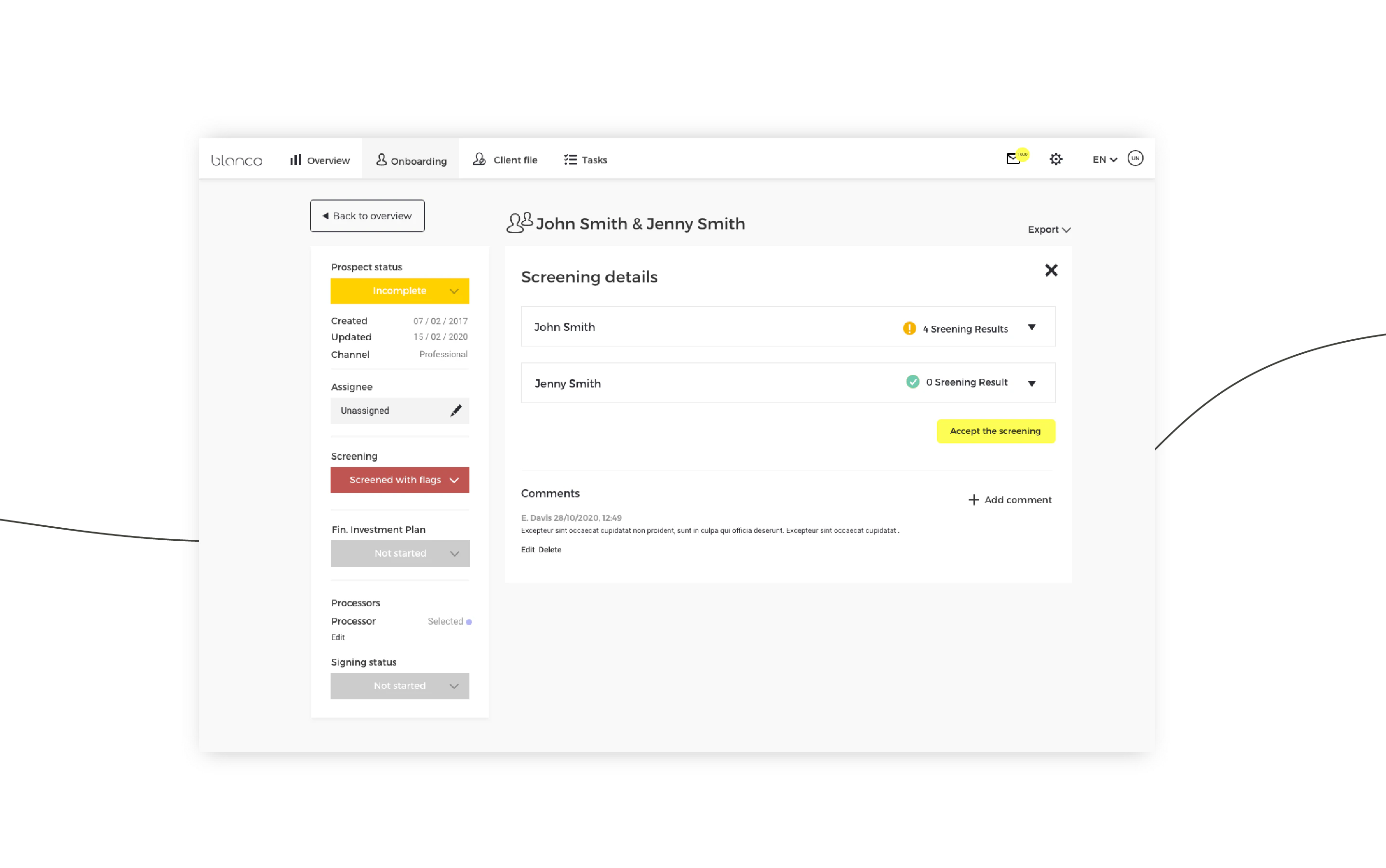 UX improvements screening page onboarding 10
